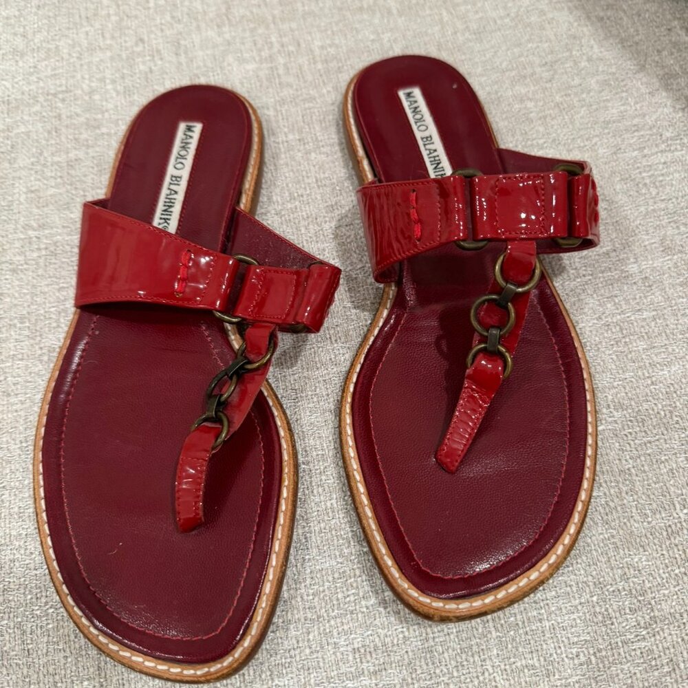Manolo Blahnik red patent sandals Size 35